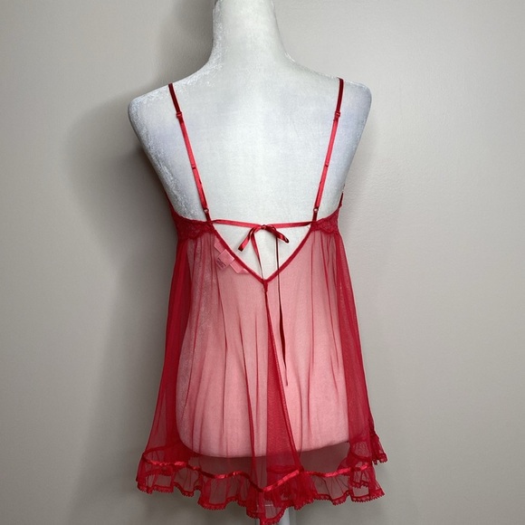 Victoria's Secret Red Lace Chemise with Ruffle Hem - Picture 4 of 8